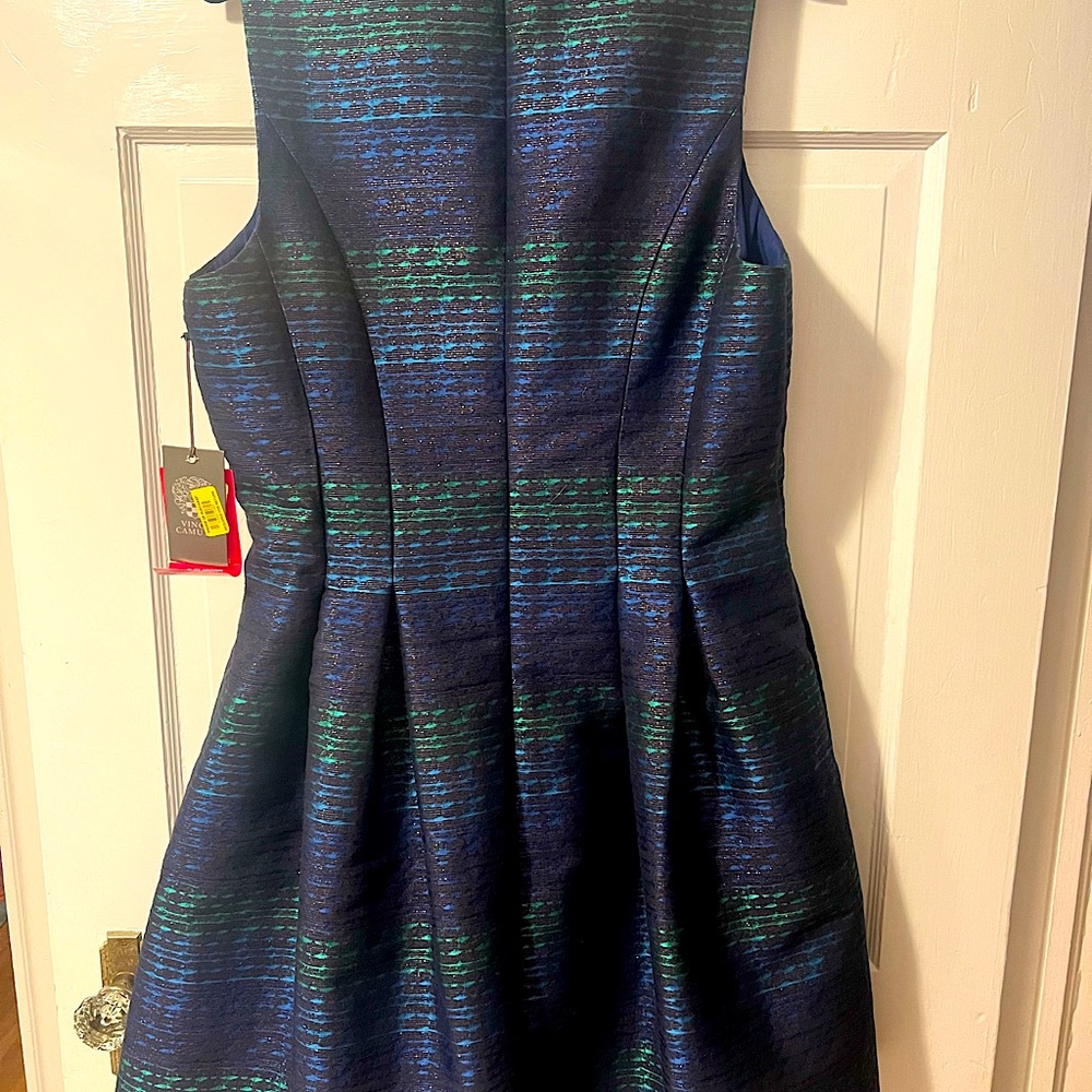 Vince Camuto Metallic Jacquard Fit & Flare Party Dress Size 14 - Picture 3 of 6